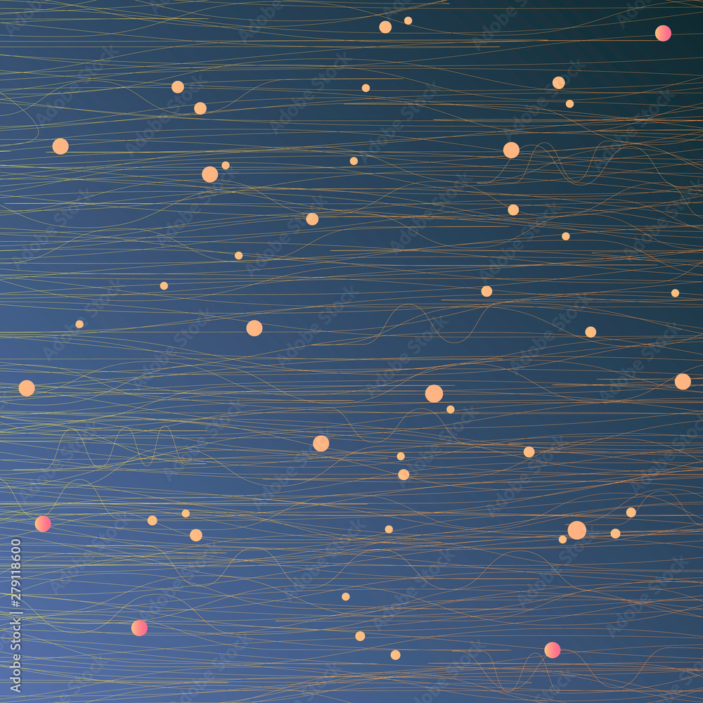 Aufkleber Vector modern texture. Repeating abstract background with waves lines and dots
