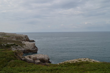 Wonderful Cliffs Next To The Lighthouse In Suances. August 26, 2013. Suances, Cantabria. Vacation Nature Street Photography.