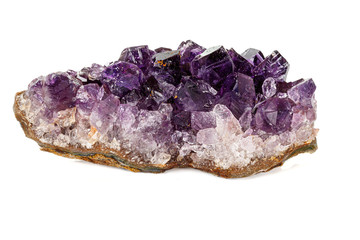 Amethyst Crystal Druse  macro mineral on white background