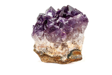 Amethyst Crystal Druse  macro mineral on white background