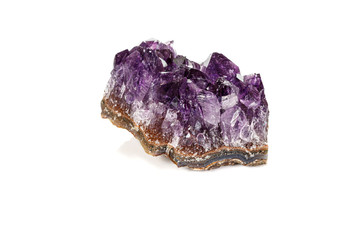 Amethyst Crystal Druse  macro mineral on white background