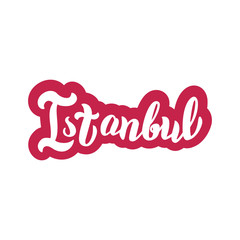 Istanbul typography text logo. Travel agency banner, greeting card design. Logo for souvenir company print. Vector eps 10.