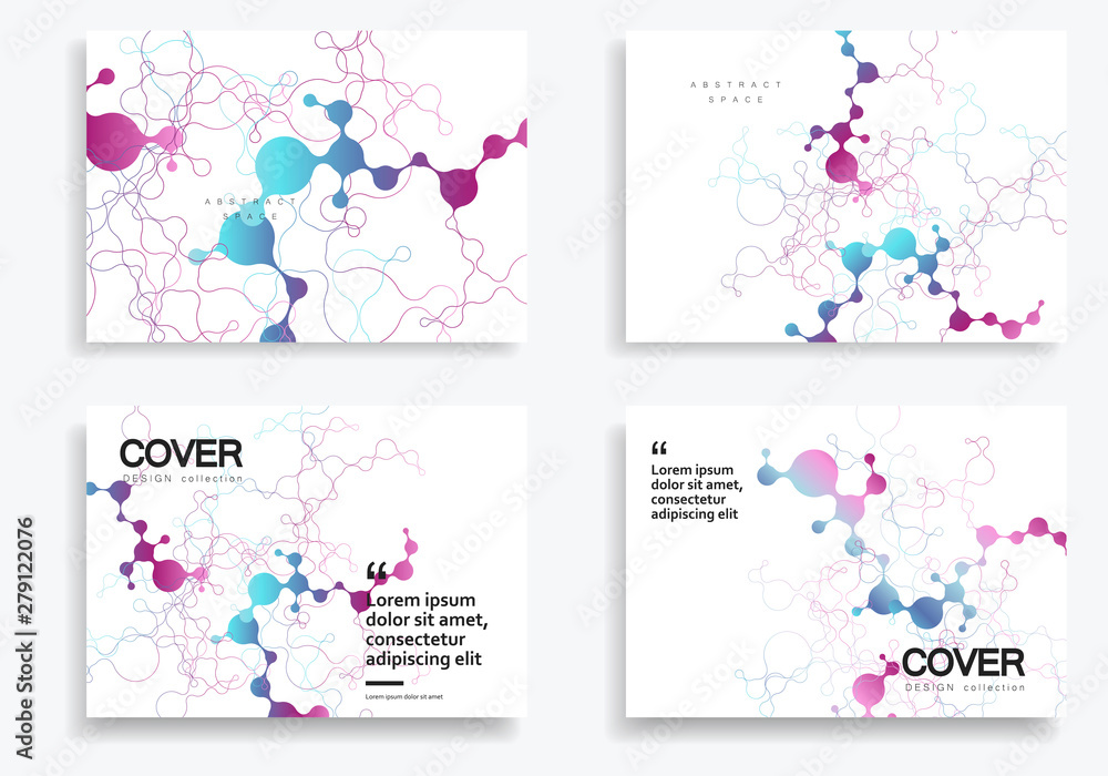 Poster Abstract geometric brochure background with connected lines and dots
