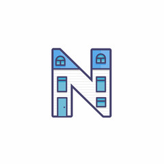 House Illustration Vector Letter N
