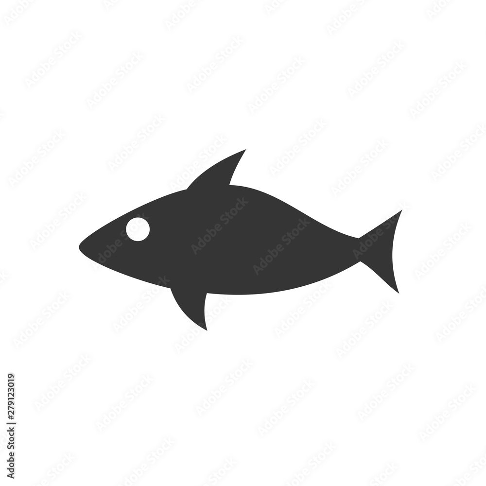 Poster Fish icon template color editable. Fish symbol vector sign isolated on white background. Simple logo vector illustration for graphic and web design.