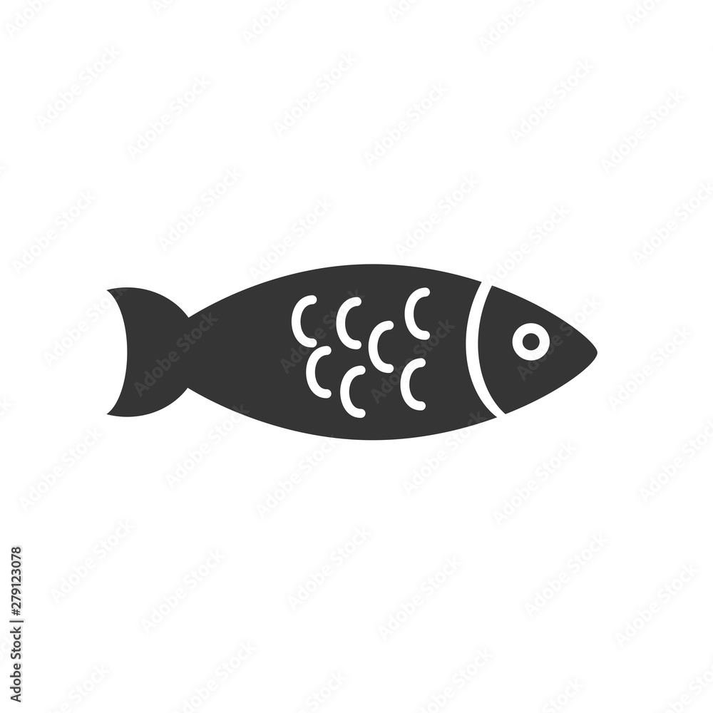 Aufkleber Fish icon template color editable. Fish symbol vector sign isolated on white background. Simple logo vector illustration for graphic and web design.