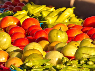 Fresh vegetables for sale on Route 66 at the  Sapulpa Oklahoma Farmers Market.