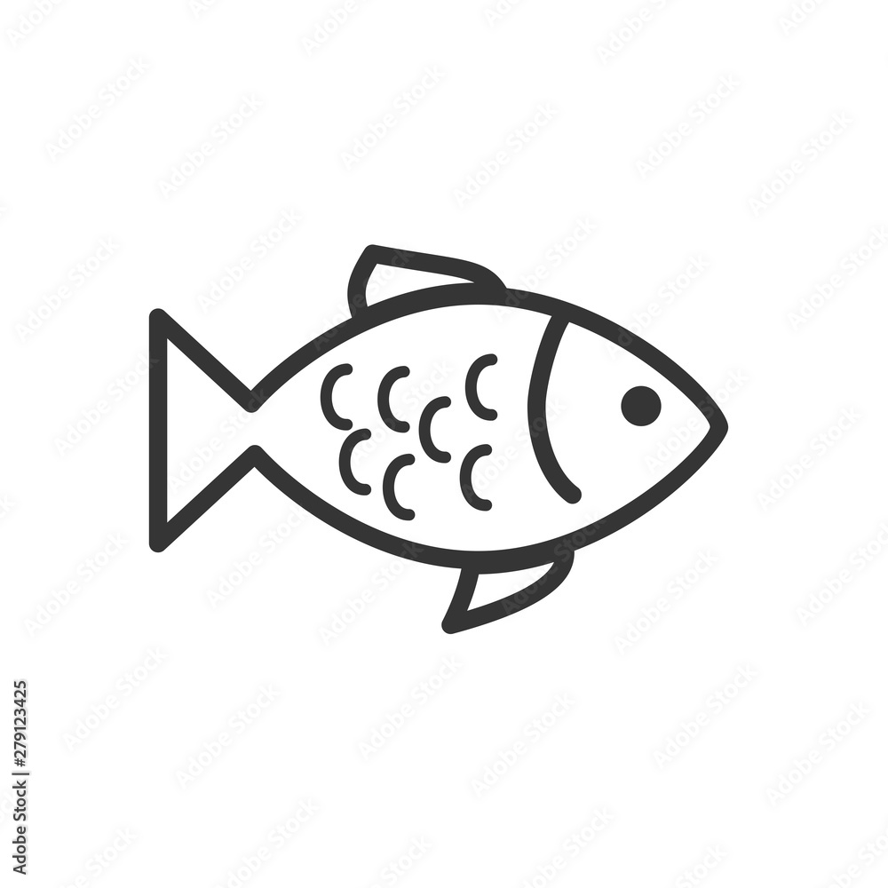 Aufkleber Fish icon template color editable. Fish symbol vector sign isolated on white background. Simple logo vector illustration for graphic and web design.