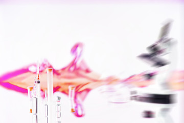 Fototapeta premium Seasonal vaccination. Medical equipment on a table.
