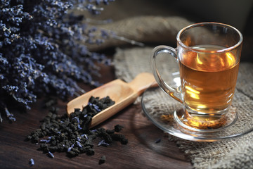 Brewed tea on a serving table