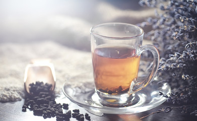 Brewed tea on a serving table