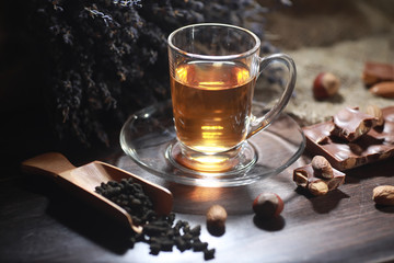 Brewed tea on a serving table