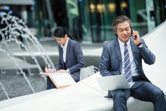 Business people outside the office
