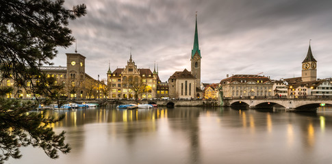 Fototapeta na wymiar Zurich, Switzerland - view of the old town with the Limmat river