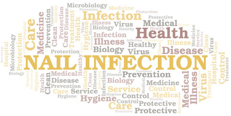 Nail Infection word cloud vector made with text only.