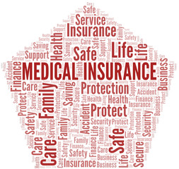 Obraz premium Medical Insurance word cloud vector made with text only.