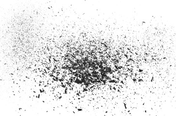Obraz premium Black charcoal dust, gunpowder isolated on white background and texture, top view