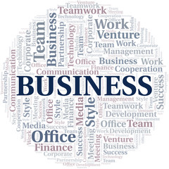 Business word cloud. Collage made with text only.