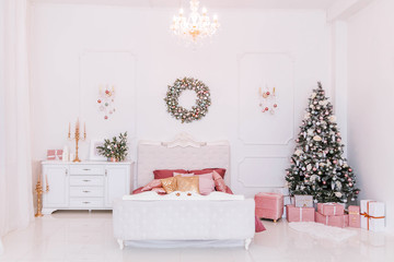 classic bedroom interior in new year style