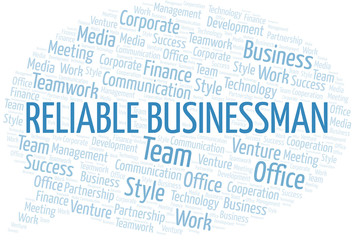 Reliable Businessman word cloud. Collage made with text only.
