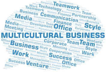 Multicultural Business word cloud. Collage made with text only.