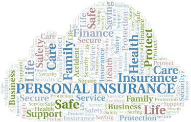 Personal Insurance word cloud vector made with text only.