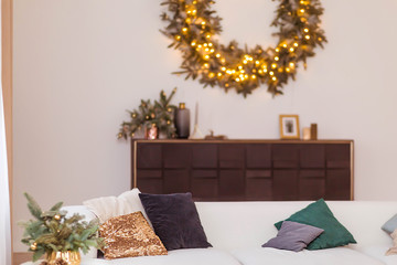 Simple and stylish interior room. Christmas theme