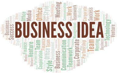 Obraz premium Business Idea word cloud. Collage made with text only.