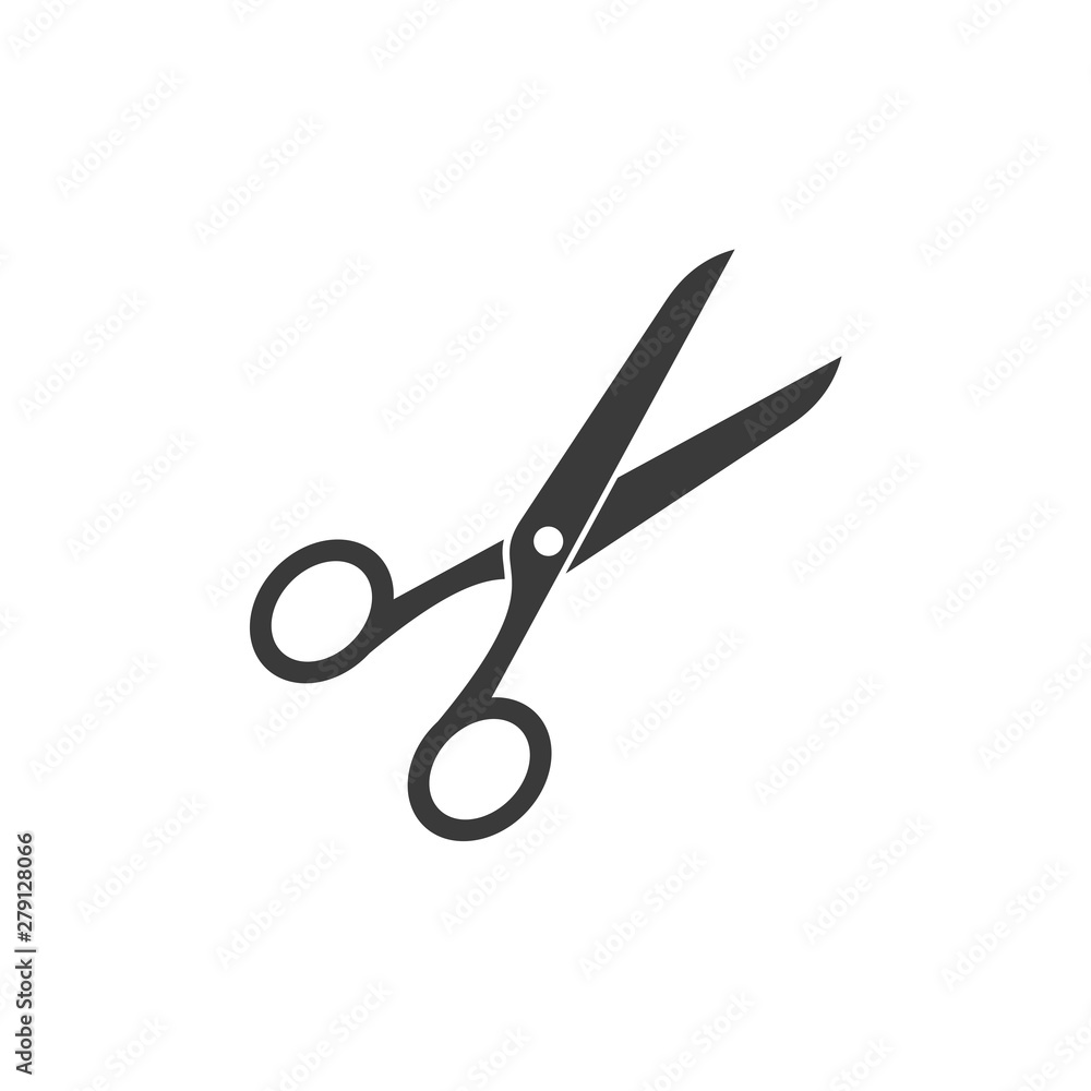 Poster Scissors icon template color editable. Scissors symbol vector sign isolated on white background. Simple logo vector illustration for graphic and web design.