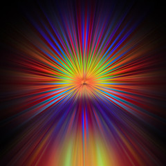 Obraz premium Bright rays of different colors shine from the center