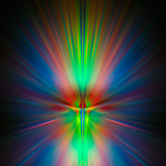 Obraz premium Bright rays of different colors shine from the center