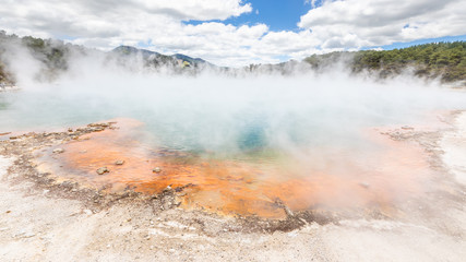 hot sparkling lake in New Zealand