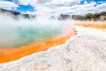 hot sparkling lake in New Zealand