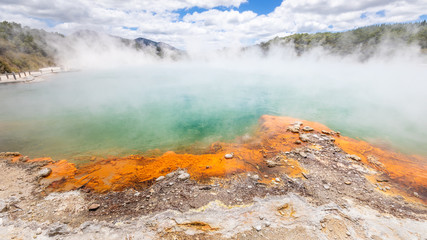 hot sparkling lake in New Zealand