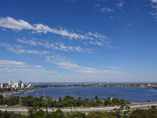 Landscape with city and lake in Perth, Australia