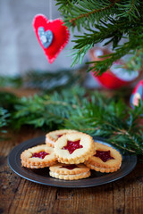 Jam filled Christmas biscuits