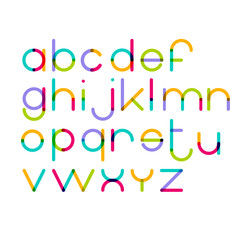 Vector modern geometric circle based lowercase letters font. Overlapping strokes.