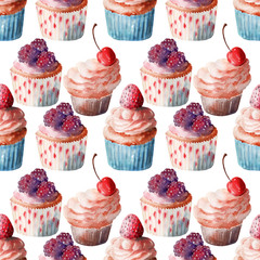 Background watercolor sweet desserts and treats