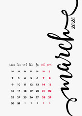 March 2020 Calendar. Desk Paper Calendar 2020 Design Concept. Vector Set 12 Months and Cover Page. Corporate Calendar Design Template A5.