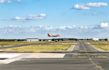 the plane lands at the airport