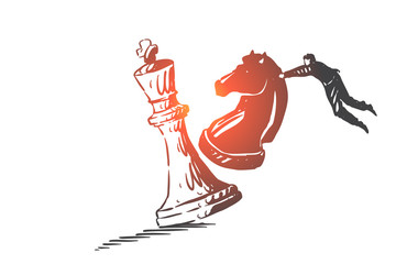 Startup, success, leadership concept sketch concept sketch. Hand drawn isolated vector illustration