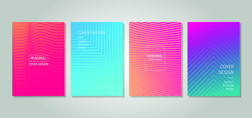 Minimalist cover design collection with colorful gradient and geometric pattern. Colorful halftone gradients and modern template design. Cool gradients.