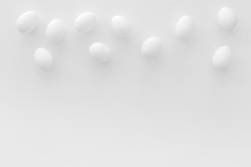 Blog pattern with eggs on white background top view copyspace