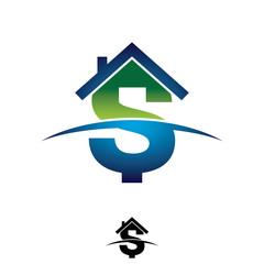 Real estate house with dollar money symbol logo design vector image