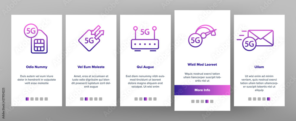 Aufkleber 5g fast network, connection to website vector onboarding mobile app page screen. high speed internet