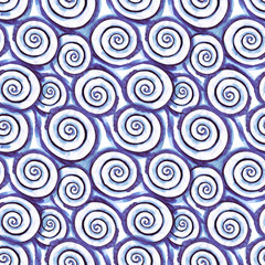 Watercolor pattern of spiral brush stroke. Water wave element . Swirl . Round Shape. 