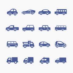 Set of vector car pictogram icons for transportation