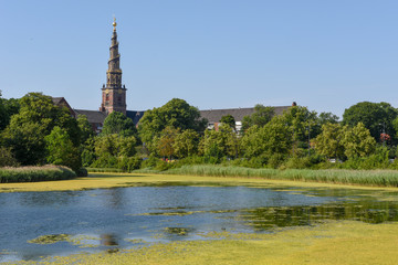 Landscape with the church tower of our saviour at Copenhagen, Denmark
