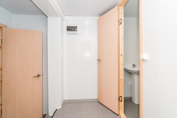 Light white empty office room with bright lighting