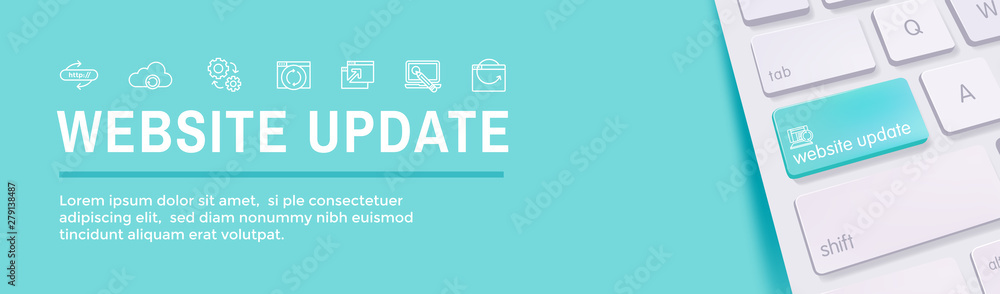 Wall mural website update icon set with web header banner